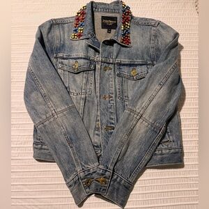 Juicy Couture Embellished Collar Denim Jacket - Light Blue